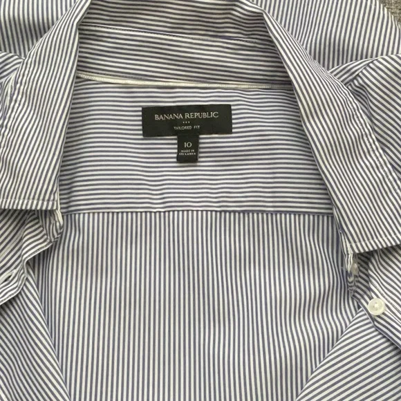 Banana Republic Navy and White Striped Shirt Tailored Fit - Picture 2 of 9